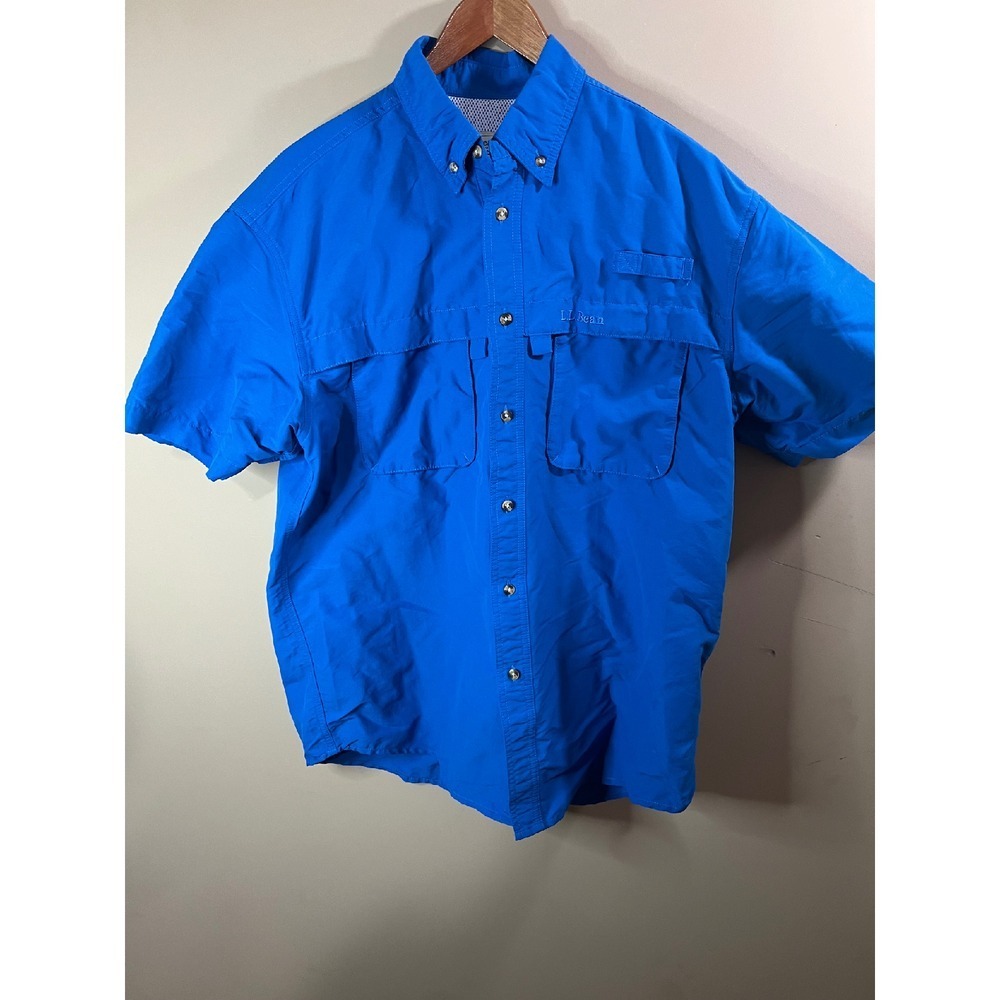 L.L.Bean Fishing‎ Shirt Vented Short Sleeve Button Up Blue Outdoor Mens M